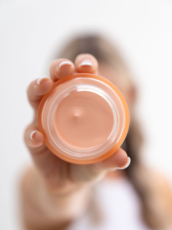 Peach coloured clay mask