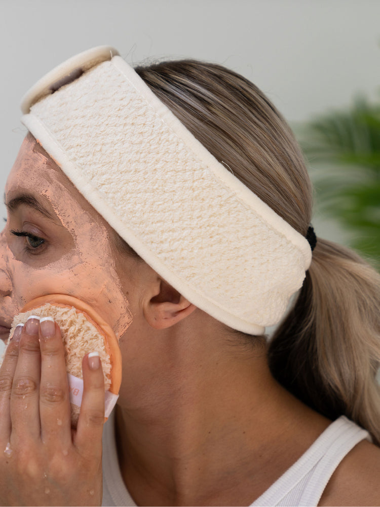white headband for skincare and makeup