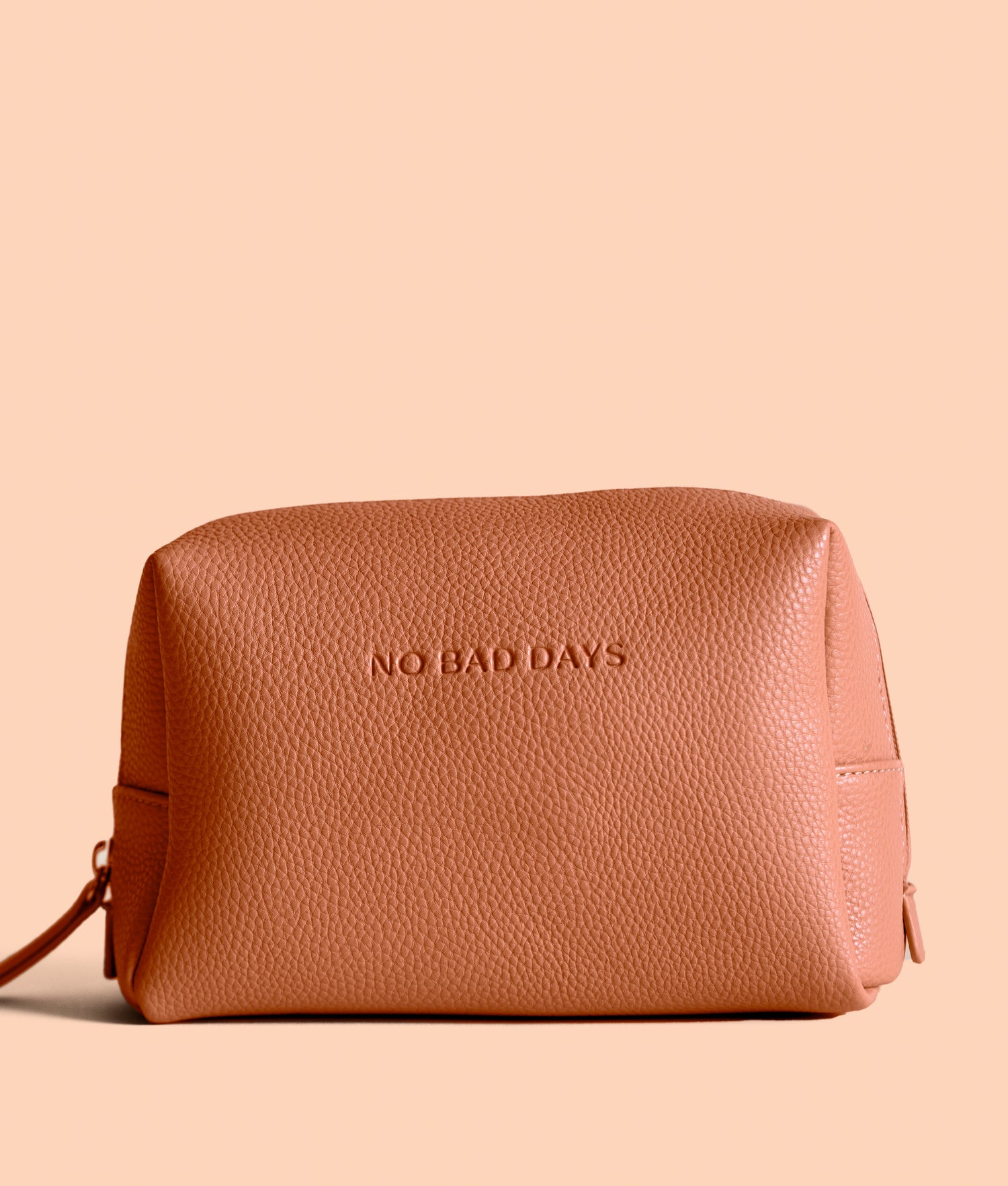 Tan coloured beauty bag with zip